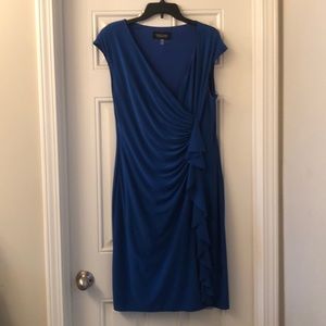 Beautiful blue, sleeveless dress with ruching